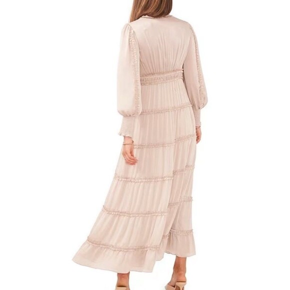 NWT Chelsea & Violet Satin Ruffle Tiered Maxi Dress Boho Wedding Family Photos - Picture 12 of 12